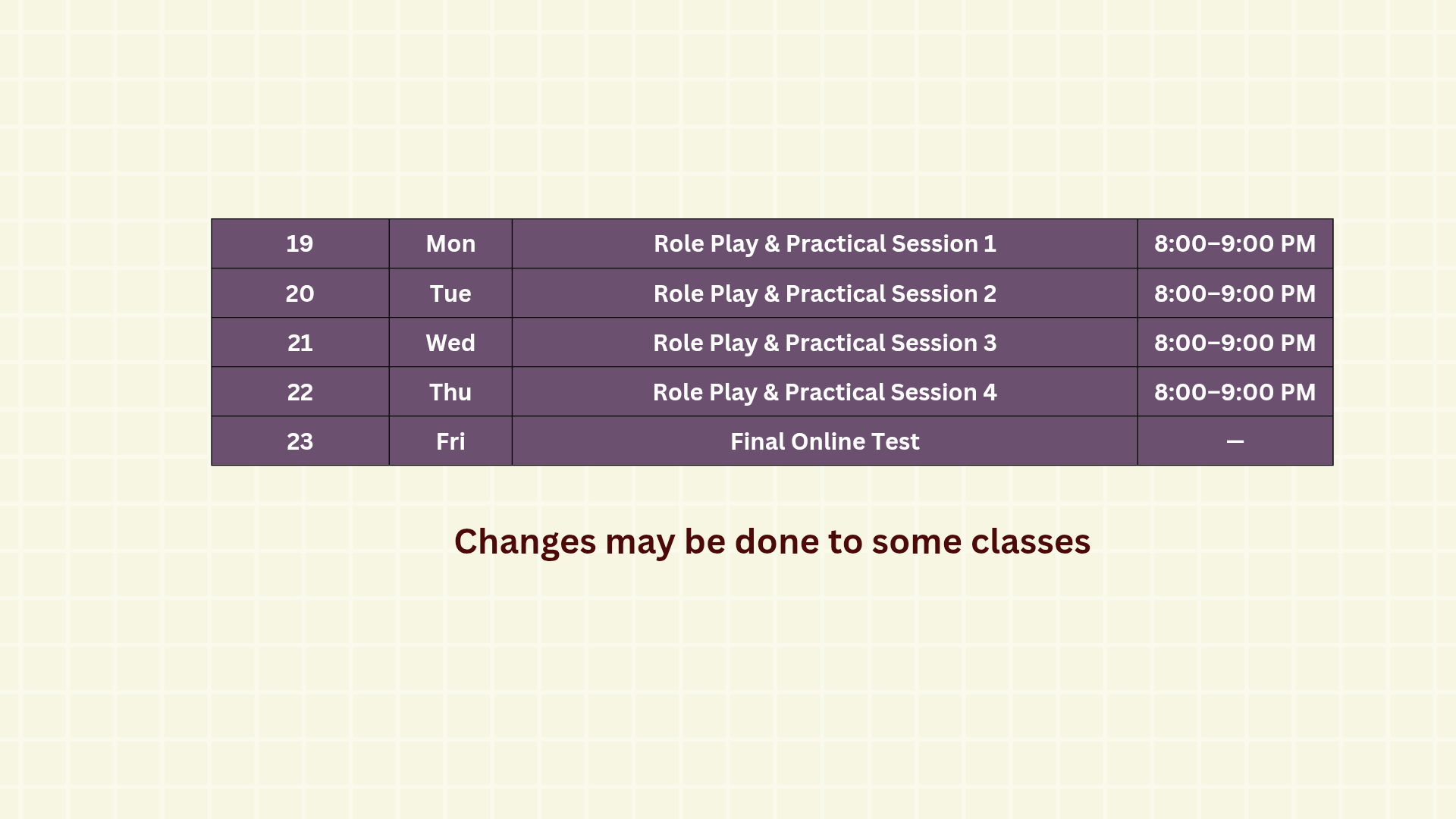 Schedule