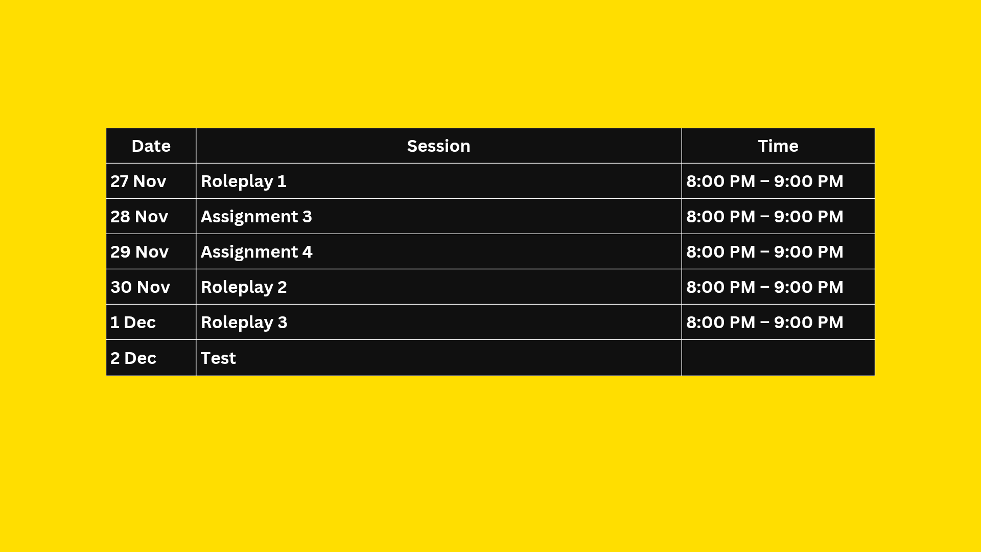 Schedule